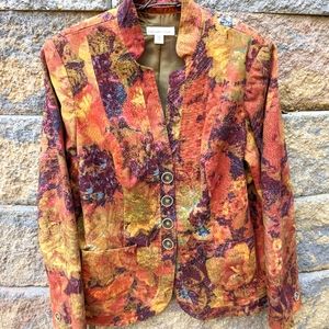 Coldwater Creek ladies jacket. Rust, floral print. Size 12